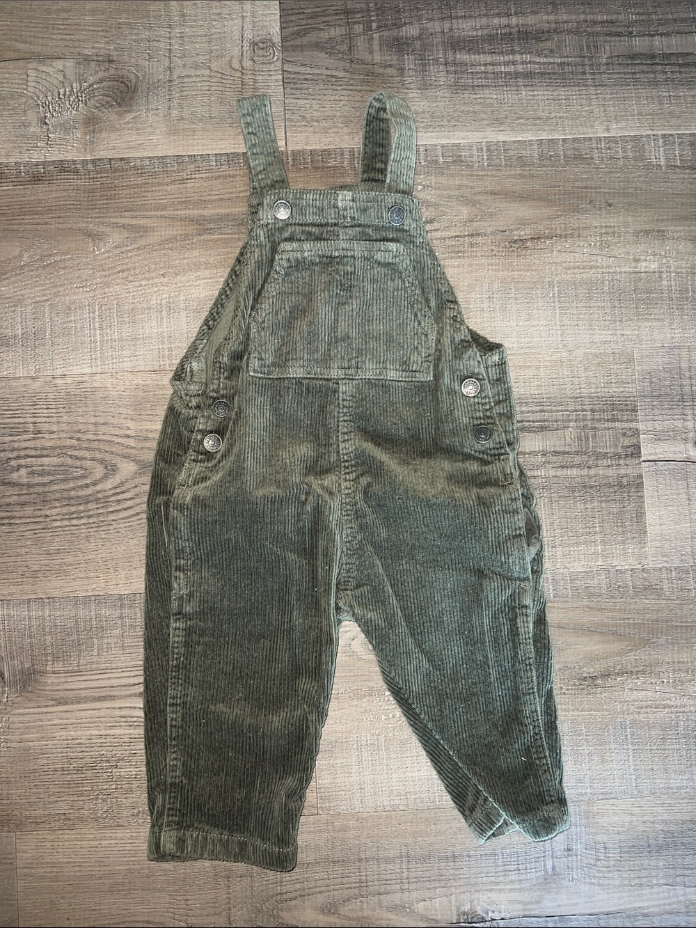 Zara Green Corduroy Baby Overalls